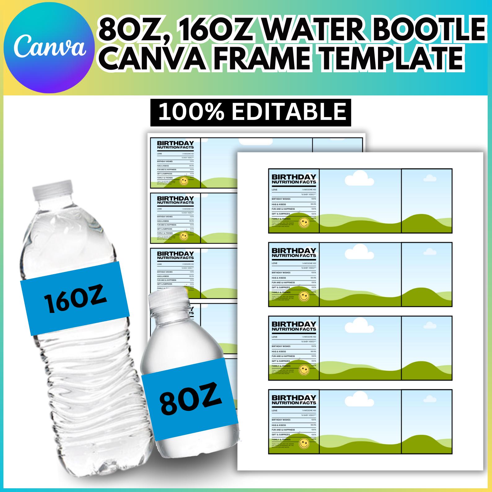 Water Bottle Label Template, DIY Label Template, Water Bottle Sticker, Party Favors, Blank Water Bottle Template svg, Party Favor Mockups