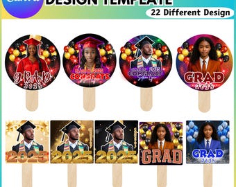 Grad Fan Canva bearbeitbare Vorlage, Klasse von 2025 Abschlusspaddel, bearbeitbarer Abschlussfächer | Abschluss-Schild, Graduate Fans Senior