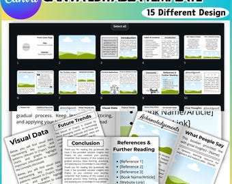 Fold & Staple Booklet Canva Editable Template, Fold Book Canva Frame Book with 15 Pages, Printable Template Book for Kids, 8.5x11 Landscape