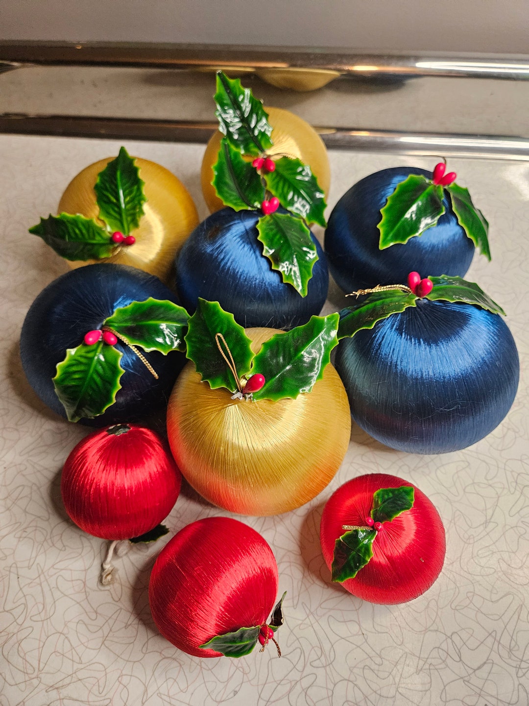 Vintage Spun Ornaments, Made in Japan, Christmas Tree Decor, Christmas