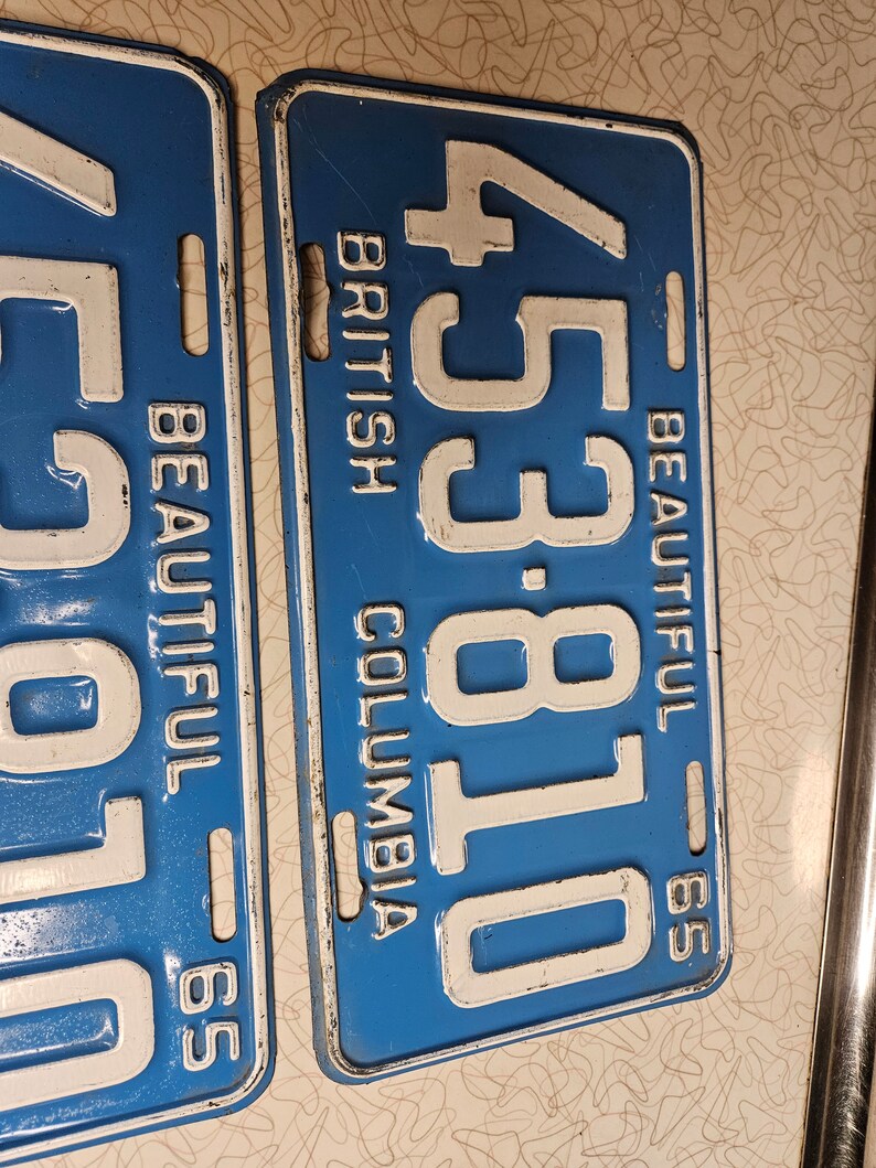 Vintage 1965 BC License Plate Blue License Plate Vintage Etsy Canada