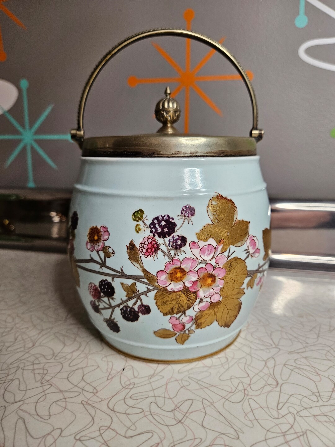 Vintage Wedgwood Biscuit Barrel, Floral, Rare, Cookie Jar, C 1878