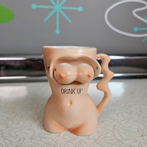 ORIGINAL VINTAGE NOVELTY Egg Cup Lady Woman Swinging Breasts