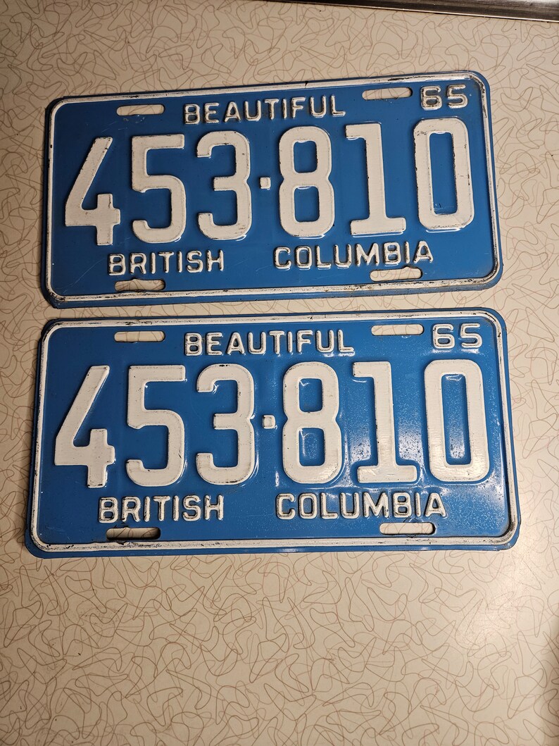 Vintage 1965 BC License Plate Blue License Plate Vintage Etsy Canada