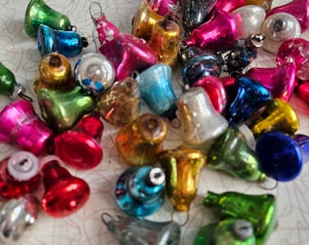 Mercury Glass Mini Bell Ornaments, Christmas, Decor, Mini, Crafting, 1960s