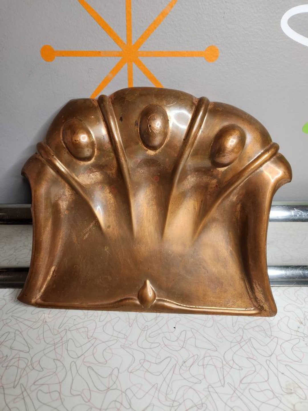 Brass Crumb Tray Art Nouveau Copper Dustpan Pattern Raised Etsy