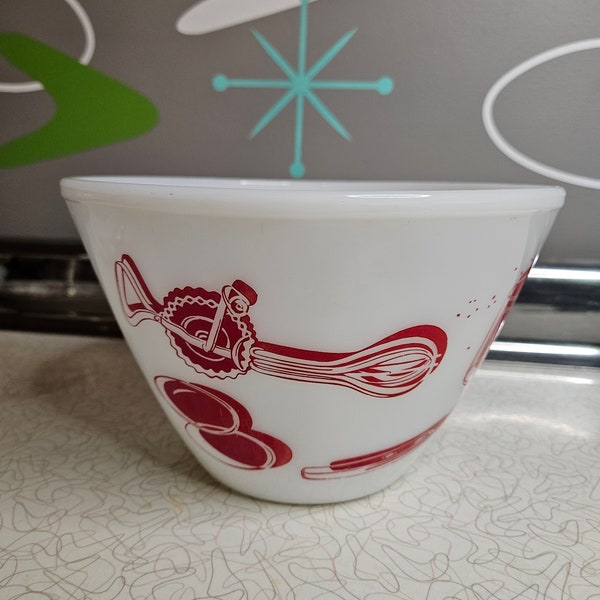 RARE Fire King Red Kitchen Aids, Mixing Bowl, 8.5