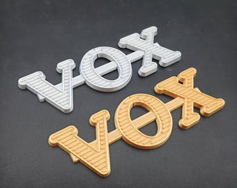 VOX amplifier logo 3d, various colors and sizes