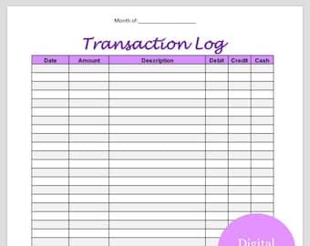 Transaction Log Printable (Purple)