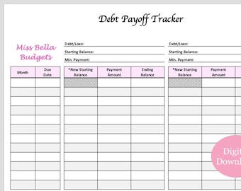 Debt Payoff Tracker - Printable - Simple and Easy Layout