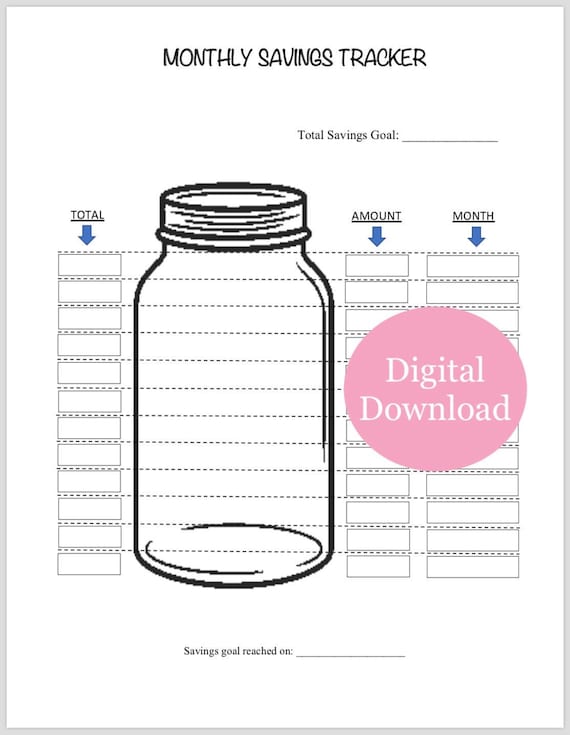 Monthly Savings Goal Tracker Printable | Etsy