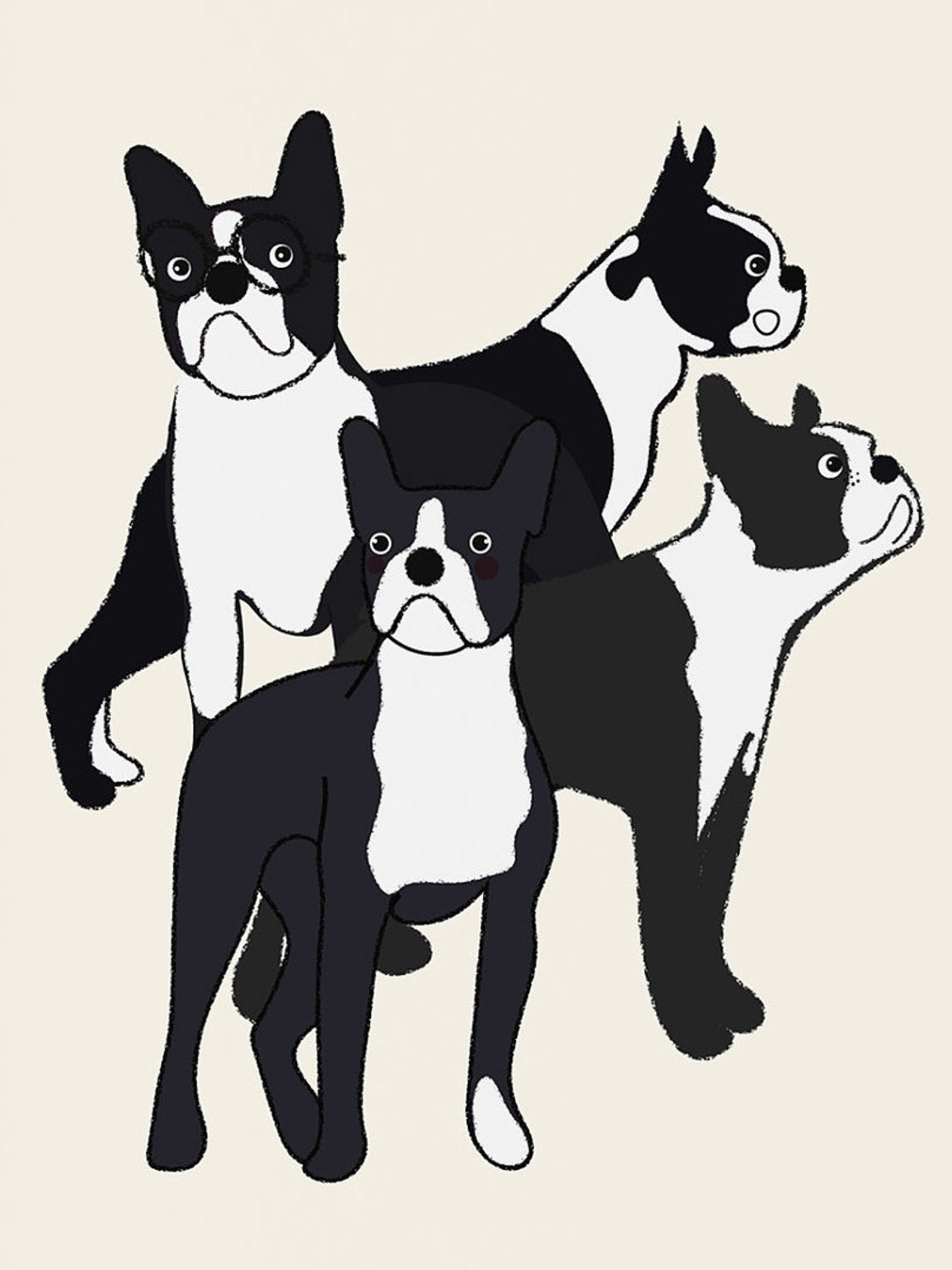 Boston Terrier printable poster art Boston Terrier print | Etsy