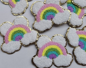 Écusson adhésif chenille Mickey arc-en-ciel, écusson fer à repasser arc-en-ciel Disney, écusson chenille arc-en-ciel autocollant, écusson pour sac, écusson chenille mignon