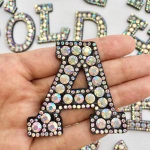 Diamond Letters Embroidery Sequined Iron on Applique Patch, Rhinestone patches for clothing DIY iron on alphabet