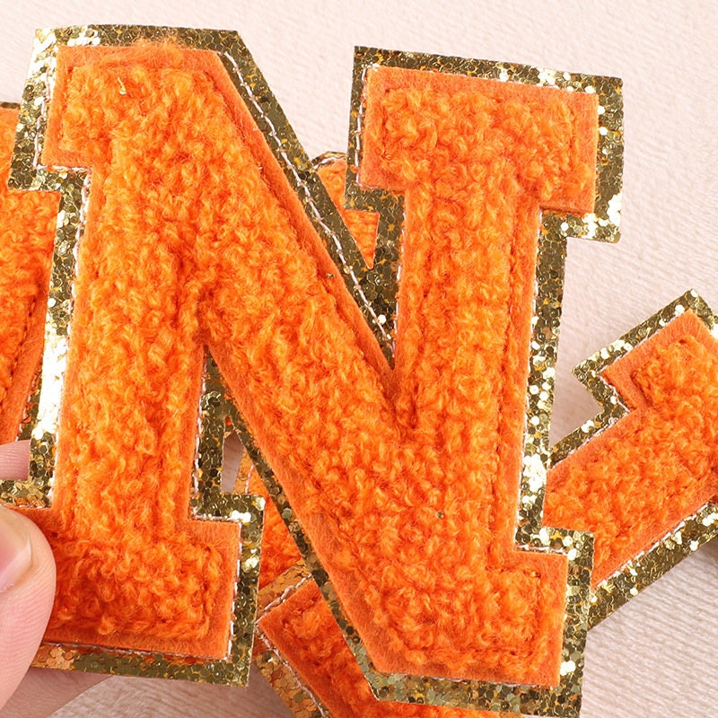 3.2 Inch Orange Chenille Letters, Iron on Chenille Letters, Iron on ...