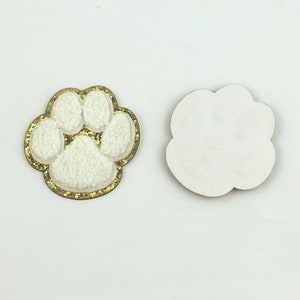 Iron on Paw Print Chenille Patch, ADHESIVE Pet Paw Print Patch,pink Paw ...
