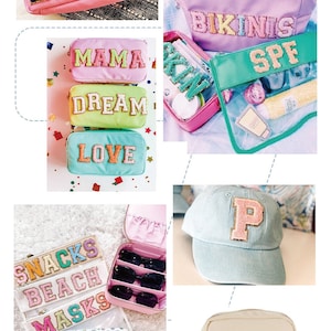 ADHESIVE colorful glitter Chenille Embroidered Letters A-Z Applique Patch Name Letters Patch, stick Patches image 3