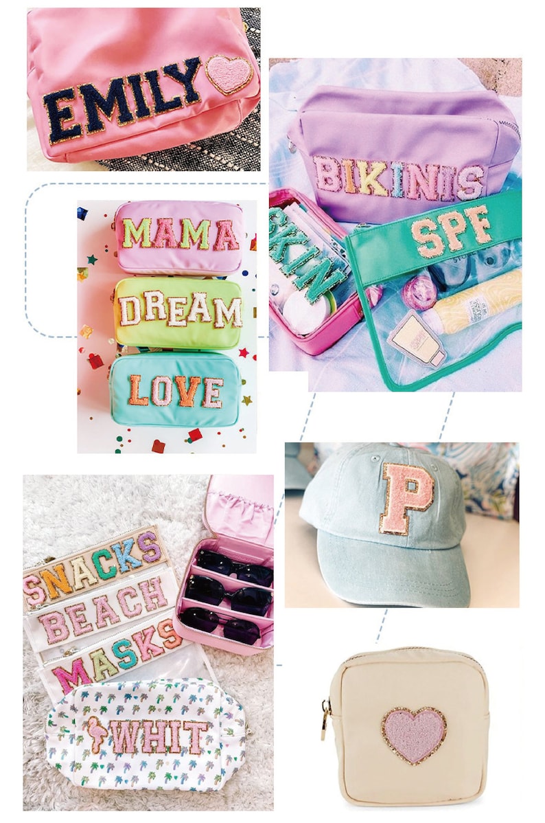 ADHESIVE colorful glitter Chenille Embroidered Letters A-Z Applique Patch Name Letters Patch, stick Patches image 3