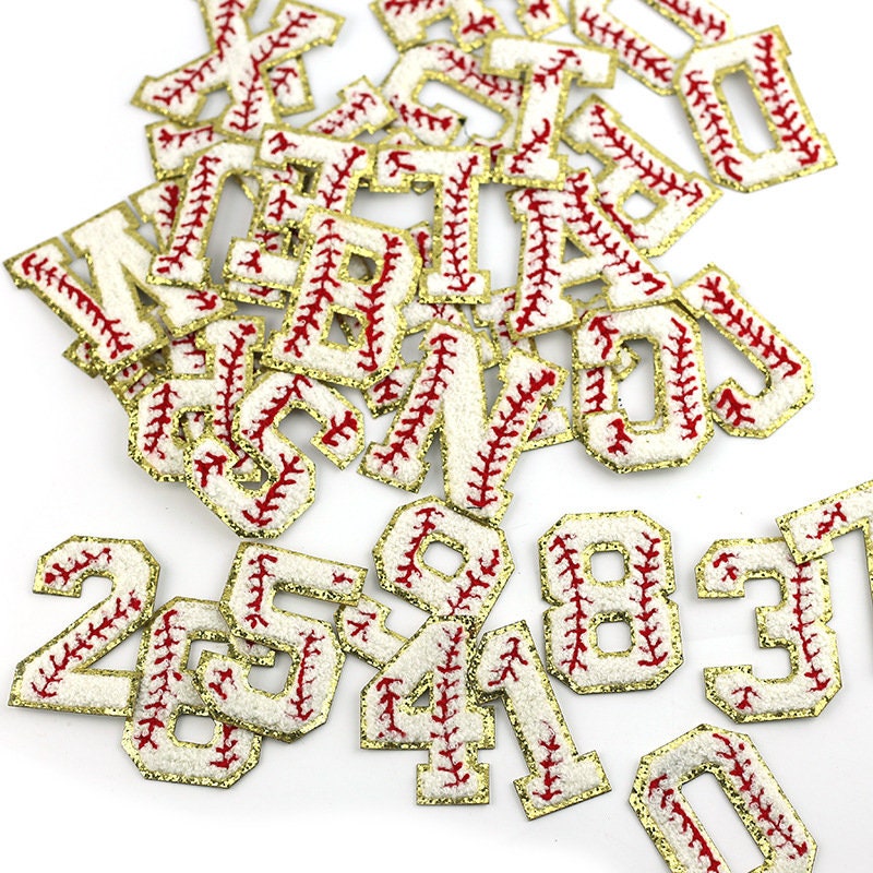 Baseball Glitter Chenille Embroidered Letters A-Z Patch, Baseball ...