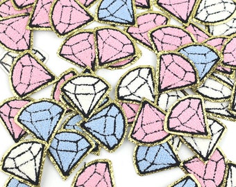 Iron on Diamond Chenille Patch, ADHESIVE Diamond patch, chenille patch- Diamond chenille patch, Chenille Glitter Patch