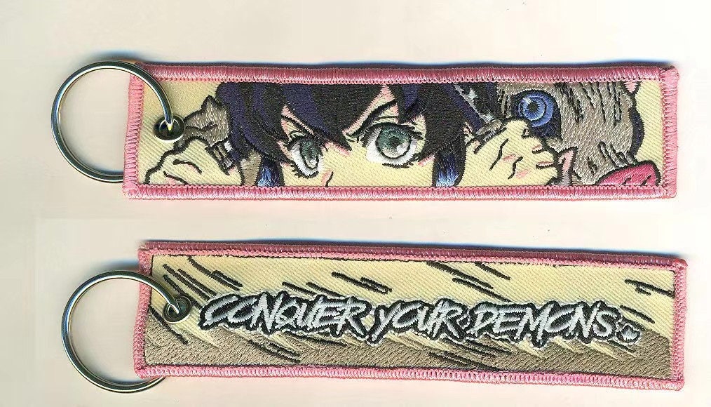 Anime keychain tag Custom embroidered keychain anime Etsy