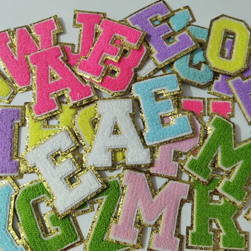 3.2 Inch Iron on Glitter Chenille Letters Iron on Varsity Etsy