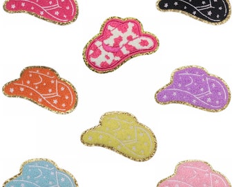 Cowgirl Chenille Patch, Cowboy Hat with Gold Glitter, Cactus Patch, Sun Patch, Western Patches, Western Style Decor Patches