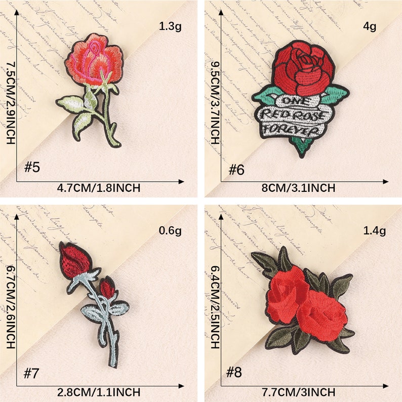 Rose Line Patch Rose Embroidered Patch, Iron On/sew on Embroidered Patch, Flower ...