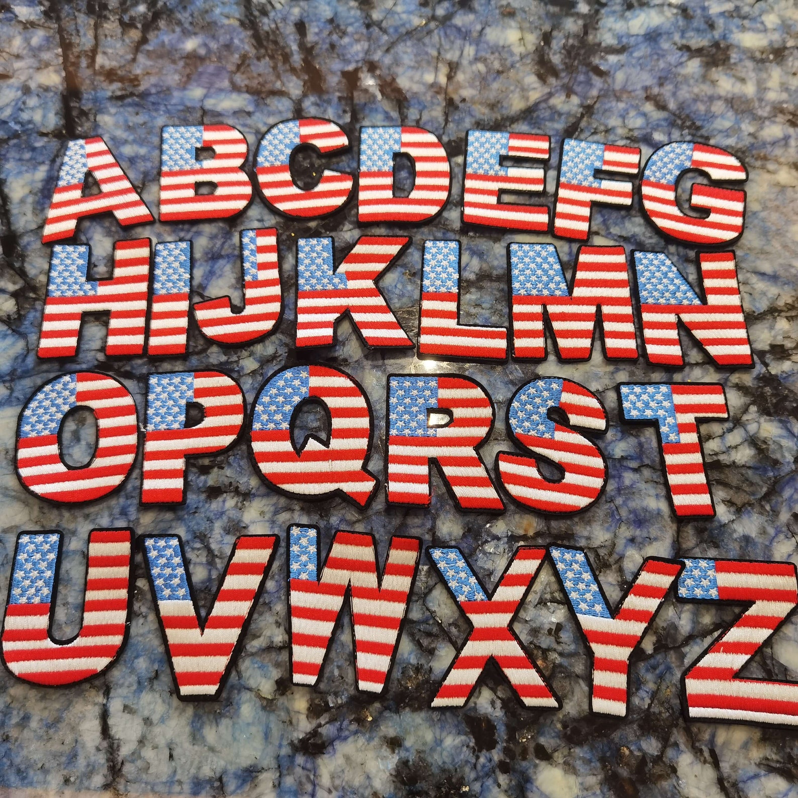 USA Flag Letters (A-Z Letters), USA Flag ALPHABET, Embroidered Letters ...