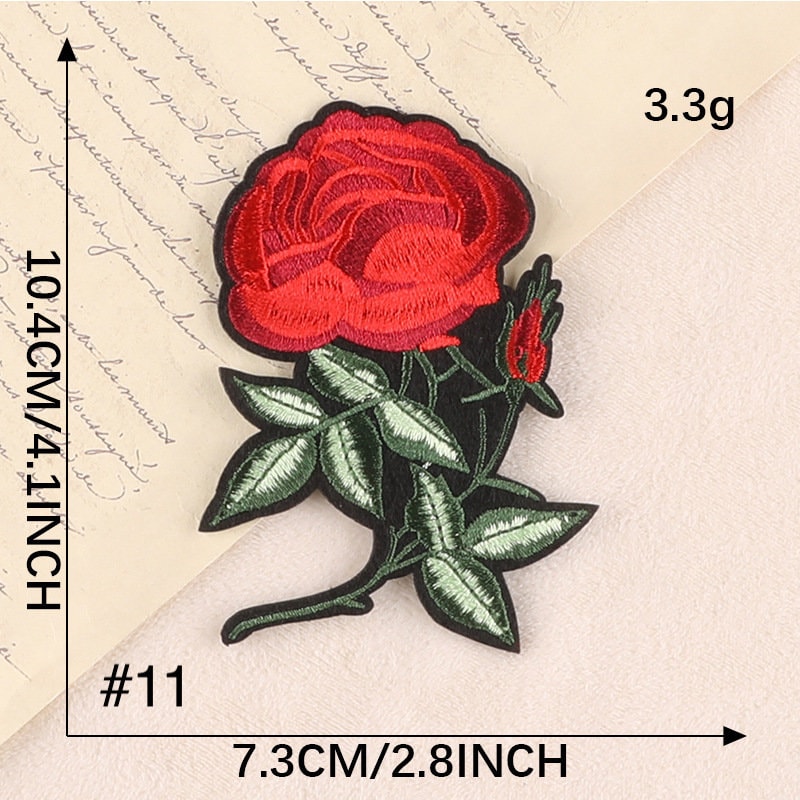 Rose Embroidered Patch, Iron On/sew on Embroidered Patch, Flower ...
