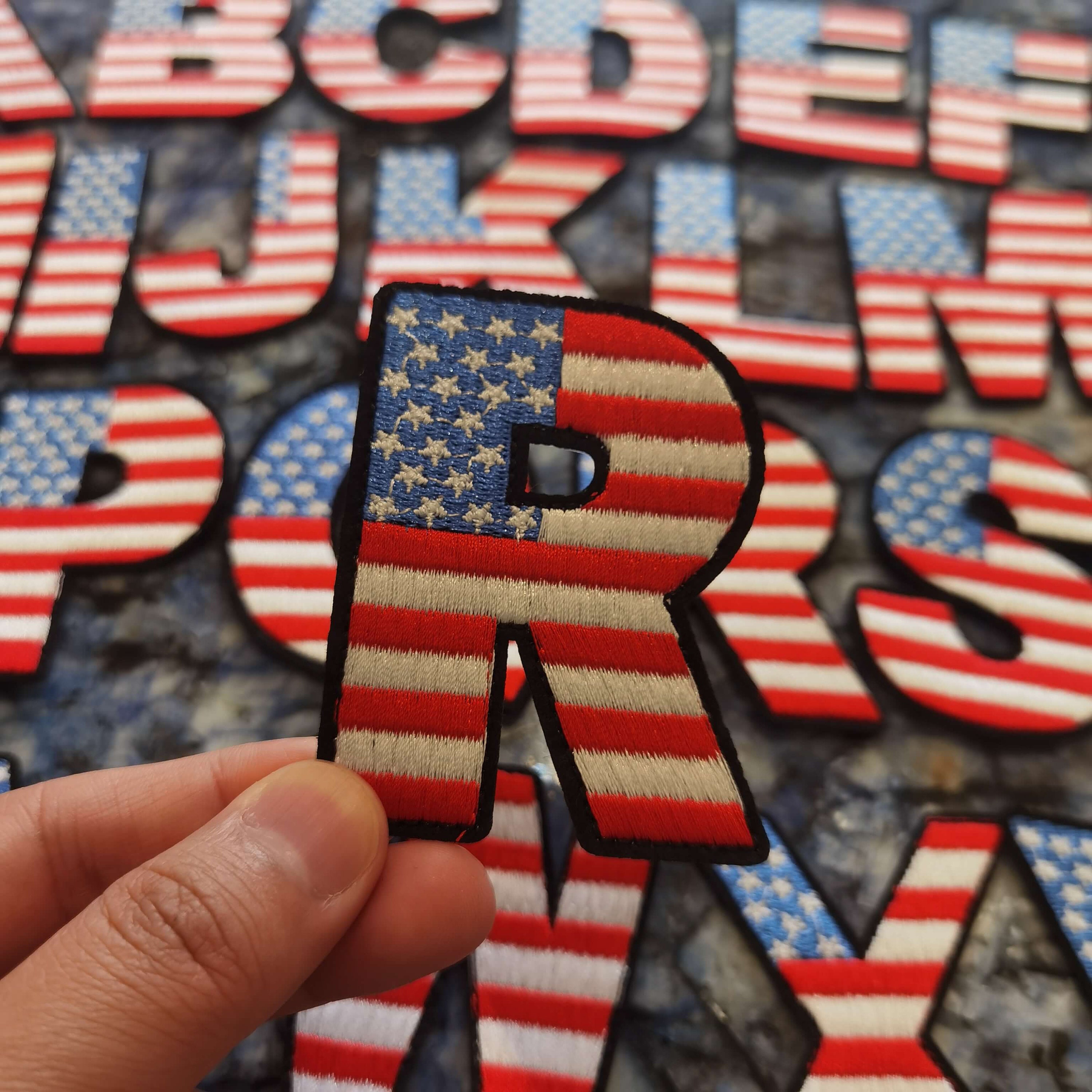 USA Flag Letters (A-Z Letters), USA Flag ALPHABET, Embroidered Letters ...