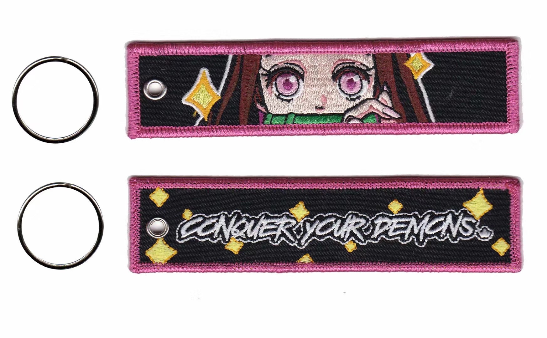 Anime keychain tag Custom embroidered keychain anime Etsy