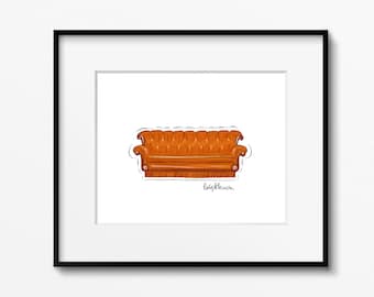 Friends Central Perk Couch Art Print, TV Show, Pop Culture Wall Art (8x10, 11x14)