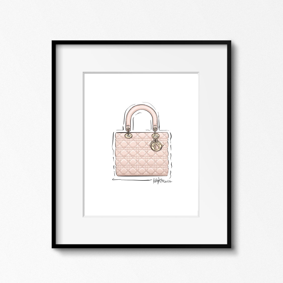 Lady Dior Iconic Bag Fashion Sketch Illustration Wall Art - Etsy