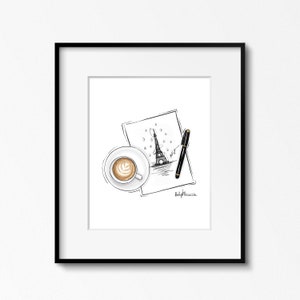 Ruthy&#39;s Sketches: Paris Fashion Sketch Illustration Wall Art Print 8x10, 11x14