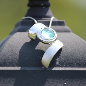 Prasiolite Pendant in Sterling Silver on 17&quot; Snake Chain; Green Amethyst Pendant; Green Quartz Pendant