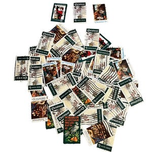 100 Vintage Christmas US Stamps Cancelled; Cancelled US Holiday Stamps for Crafting or Collecting