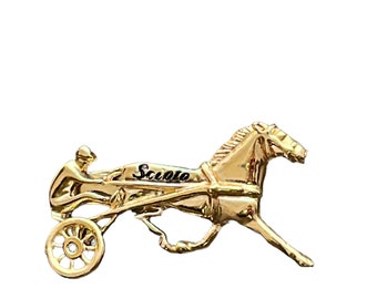 Vintage Harness Racing Scioto Downs Tie Clip; Horse Racing Tie Clip; Scioto Downs Columbus Ohio Horse Racing Jewelry