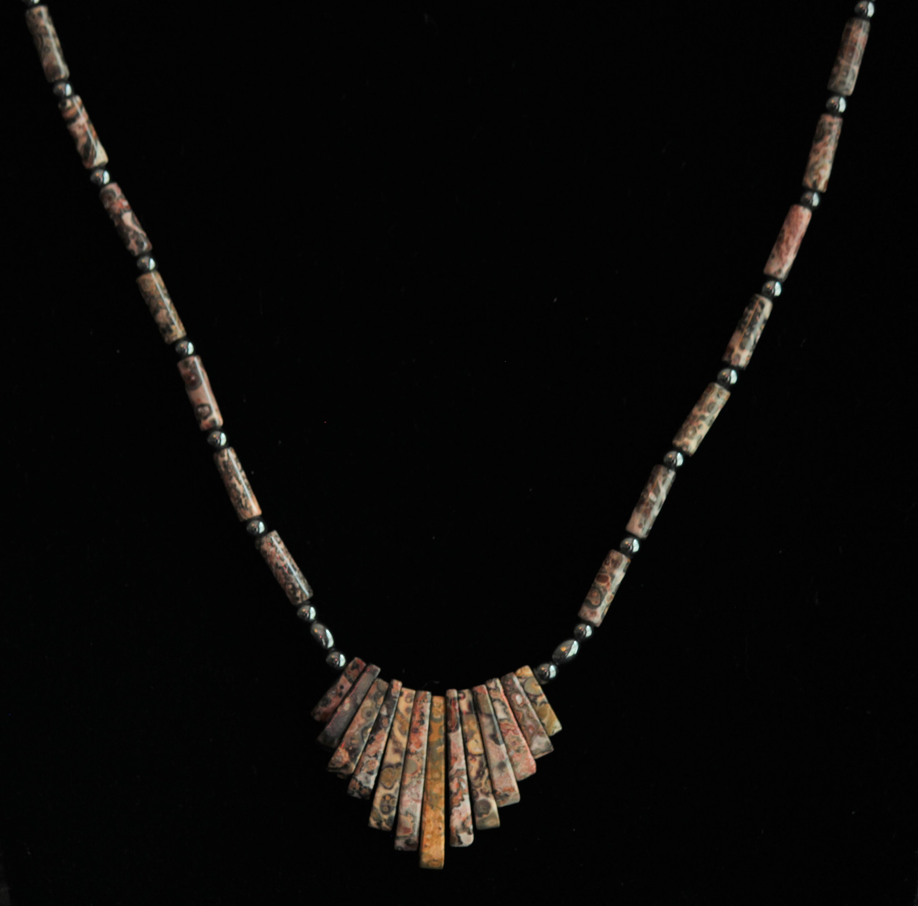 Cleopatra Profile Egyptian Revival Necklace - Anne Koplik  Vintage Jasper Cleopatra Necklace in Geometric Design main image 1