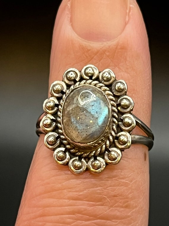 Vintage Sterling Silver Labradorite Ring; 925 Lab… - image 5