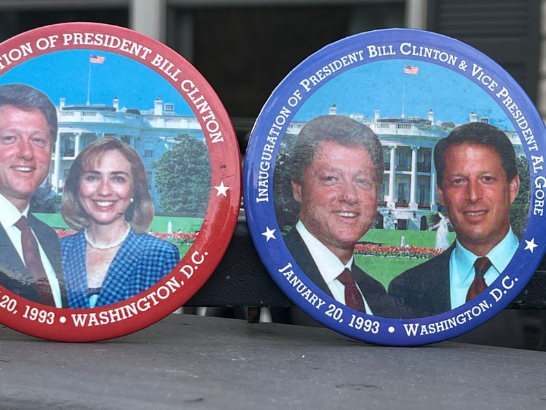 Clinton Buttons Vintage 1993 Clinton Inauguration Pins: Bill, Hillary, Al Gore - Etsy
