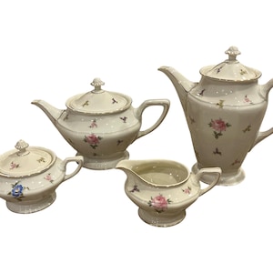 Vintage Rosenthal Tea and Coffee Service; Rosenthal Selb-Germany; Rosenthal Bavaria China; Floral Tea Service China; Gold Rim Tea Service
