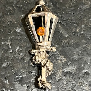Vintage Lang Sterling Lantern Brooch; Lang Lantern Brooch; Vintage Sterling and Rhinestone Lang Brooch