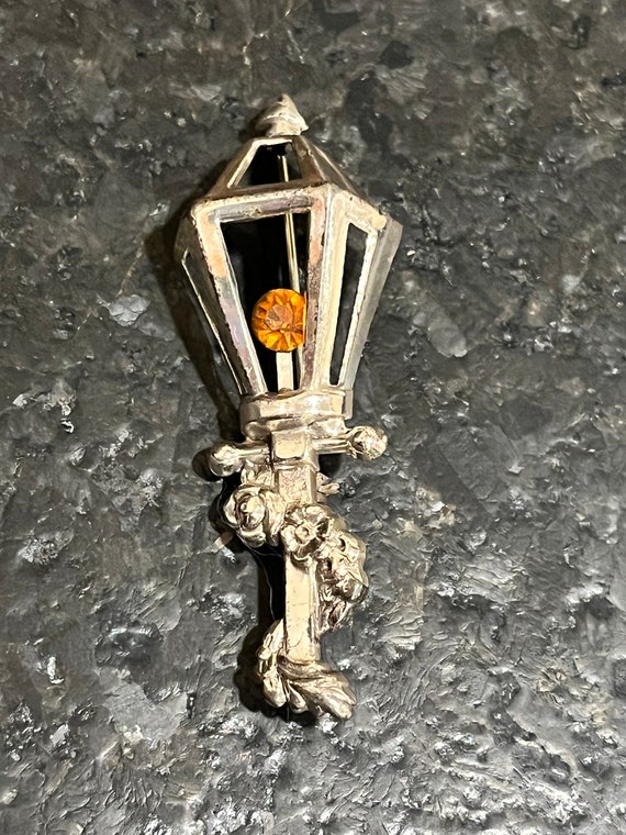 Vintage Lang Sterling Lantern Brooch; Lang Lantern