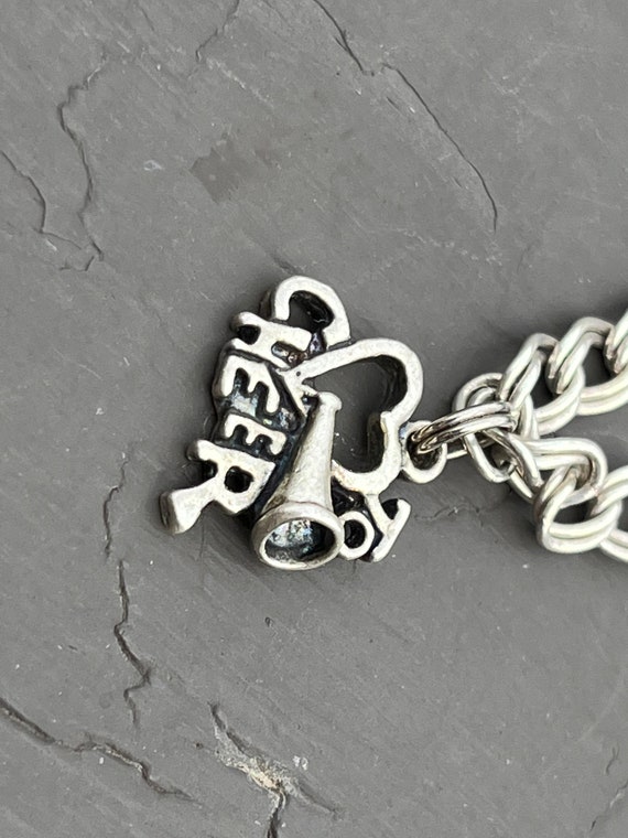 Sterling Silver Charm Bracelet with Love to Cheer… - image 8