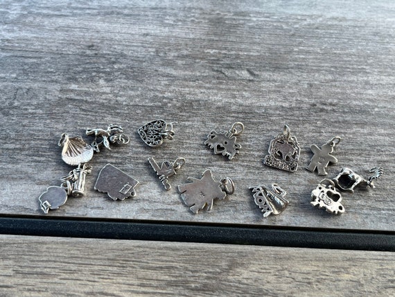 Set of 14 Sterling Silver Charms; 925 Assorted Ch… - image 7