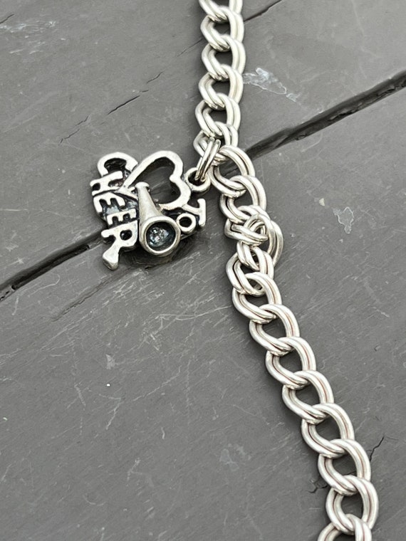 Sterling Silver Charm Bracelet with Love to Cheer… - image 7