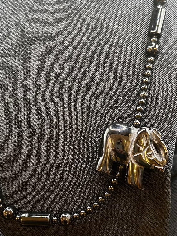 Black Onyx Beaded Necklace with Elephant Pendant;… - image 5