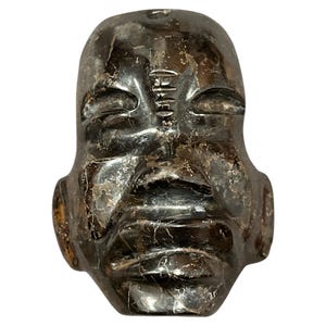Vintage Jasper Carved Stone Head Pendant; Stylized Face Carved from Brecciated Jasper; Carved Stone Pendant; Jade Carving; Primitive Figure