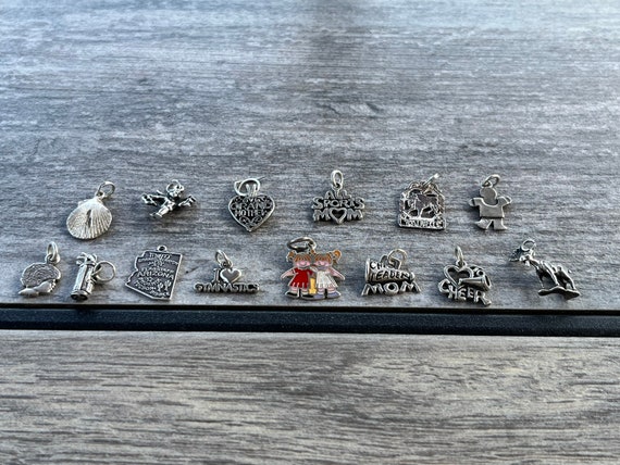 Set of 14 Sterling Silver Charms; 925 Assorted Ch… - image 1